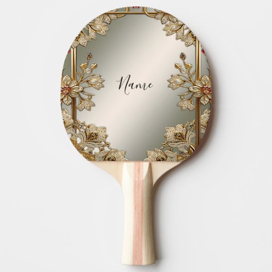 Gold Verzierte Pingpong Paddle Tischtennis Schläger (Vorderseite)