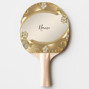 Gold Verzierte Pingpong Paddle Tischtennis Schläger