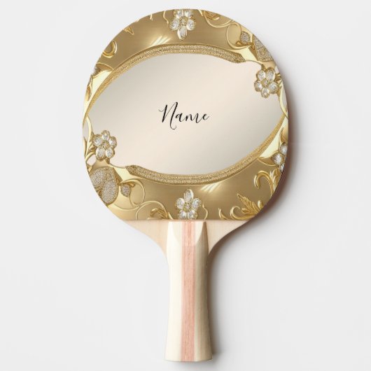 Gold Verzierte Pingpong Paddle Tischtennis Schläger (Vorderseite)