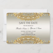 Gold Verzierte Save the Date-Karte Date (Vorderseite)