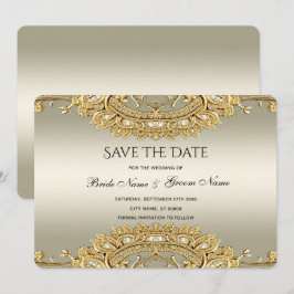 Gold Verzierte Save the Date-Karte Date