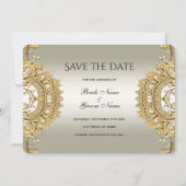 Gold Verzierte Save the Date-Karte Save The Date (Vorderseite)