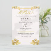 Gold Verzierte Verlobung Einladung (Stehend Vorderseite)