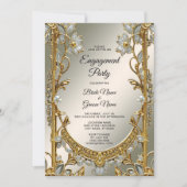 Gold Verzierte Verlobung Einladung (Vorderseite)
