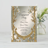 Gold Verzierte Verlobung Einladung (Stehend Vorderseite)