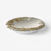 Gold Verzierte Weiße Blüte Pappteller (Gewinkelt)