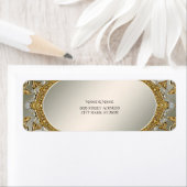 Gold Verzierte weiße Flora Rücksendeadresse (Insitu)