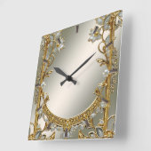 Gold Verzierte Weiße Wand-Uhr Quadratische Wanduhr (Winkel)