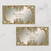 Gold Verzierte White Flor Business Card Visitenkarte (Vorne/Hinten)