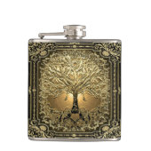 Gold Verzierter Baum Alte Rustikale Flasche Flachmann (Vorderseite)
