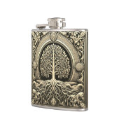 Gold Verzierter Baum Altes Rustikales Flachmann (Links)