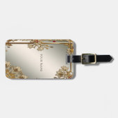 Gold Verzierter Blumenkoffer Gepäckanhänger (Vorderseite horizontal)