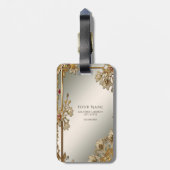 Gold Verzierter Blumenkoffer Gepäckanhänger (Rückseite vertikal)