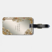 Gold Verzierter Blumenkoffer Gepäckanhänger (Rückseite horizontal)