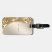 Gold Verzierter Blumenkoffer Gepäckanhänger (Vorderseite horizontal)