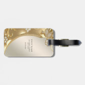 Gold Verzierter Blumenkoffer Gepäckanhänger (Rückseite horizontal)