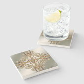 Gold Verzierter Blumenstein-Untersetzer Steinuntersetzer (Seitenansicht)