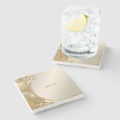 Gold Verzierter Blumenstein-Untersetzer Steinuntersetzer (Seitenansicht)