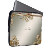 Gold Verzierter floraler Laptop-Sleeve Laptopschutzhülle (Vorne Rechts)