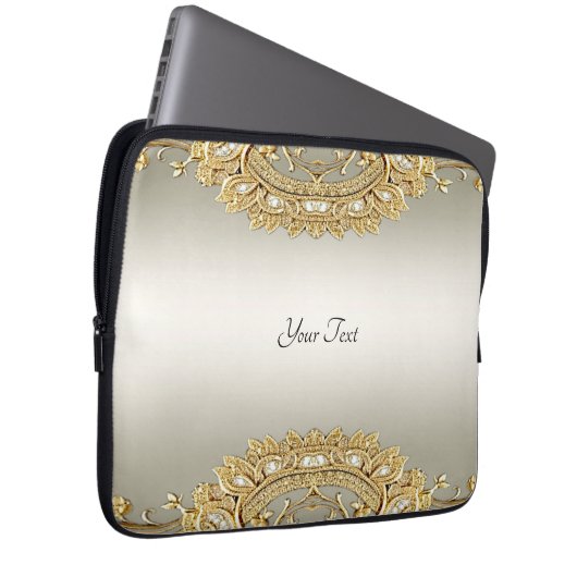 Gold Verzierter Notebookschlauch Laptopschutzhülle (Vorne Rechts)