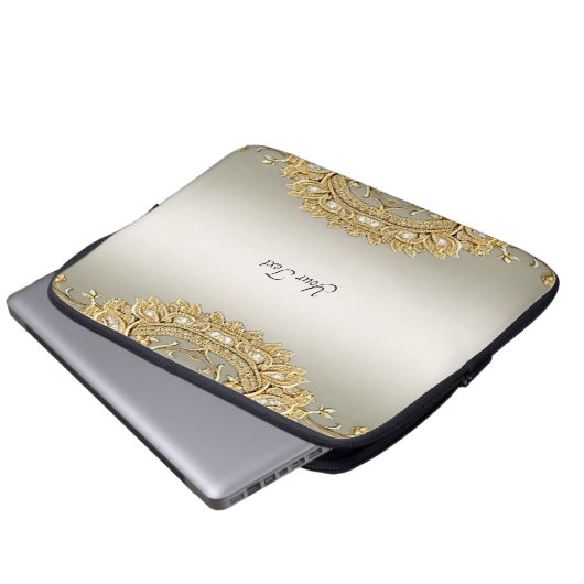 Gold Verzierter Notebookschlauch Laptopschutzhülle (Vorne Knopf)