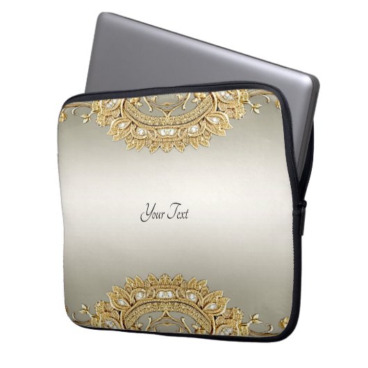 Gold Verzierter Notebookschlauch Laptopschutzhülle (Vorderseite Links)