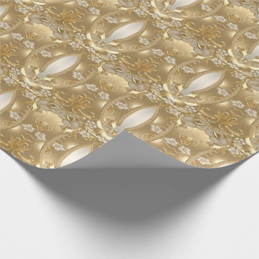 Gold Verziertes Blumenpapier Geschenkpapier (Ecke)