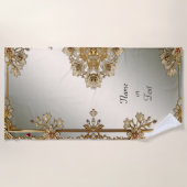 Gold Verziertes Blumenstrauß Strandtuch (Vorderseite)