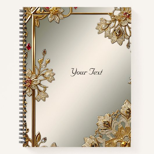 Gold Verziertes Floral-Notebook Notizblock (Vorderseite)