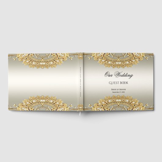 Gold Verziertes Gästebuch (Voll)