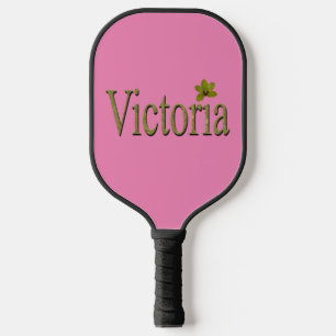 Gold-Victoria-Name aus goldenen Orchideen, Pickleball Schläger