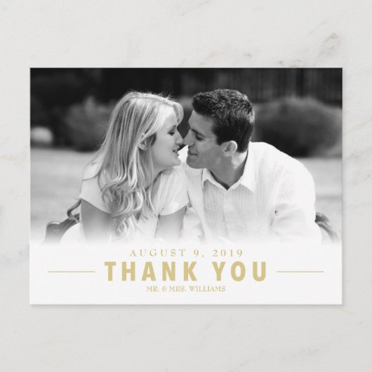 Gold Vielen Dank für Ihre Hochzeit Custom Foto Pos Postkarte (Vorderseite)