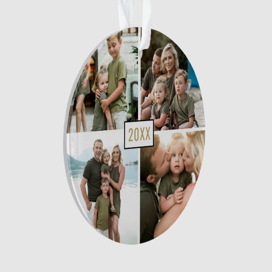 Gold Vier Foto Weihnachtsfeiertage Ornament (Vorderseite)