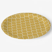 Gold-Vierblatt-Muster Pappteller (Schrägansicht)