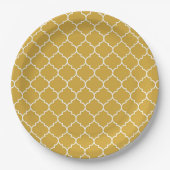 Gold-Vierblatt-Muster Pappteller (Vorderseite)