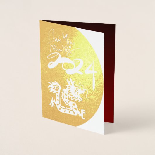 Gold vietnamesische Drache Neujahr 2024 RFC Folienkarte (Vorderseite)
