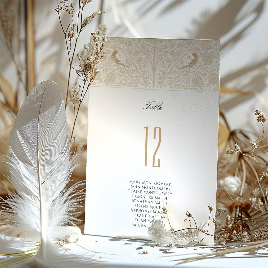 Gold Viktorianisch Love Birds Tischnummer Card