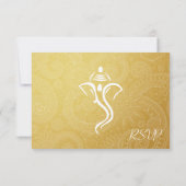 Gold Vinayaka Wedding RSVP Cards Karte (Rückseite)