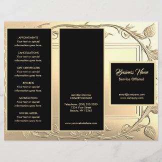 Gold Vines und Black Menu & Pricing Flyer