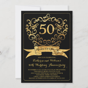 Gold Vintag 50 Jahre Einladung zum Hochzeitstag
