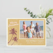 Gold Vintag Beach Foto Weihnachtskarten Feiertagskarte (Stehend Vorderseite)