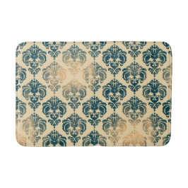 Gold & Vintag Blau Rustikale Moderne Glam Damask Badematte