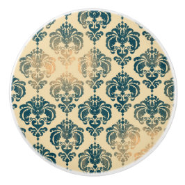Gold & Vintag Blau Rustikale Moderne Glam Damask Keramikknauf