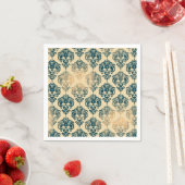 Gold & Vintag Blau Rustikale Moderne Glam Damask Serviette (Beispiel)