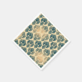 Gold & Vintag Blau Rustikale Moderne Glam Damask Serviette (Ecke)