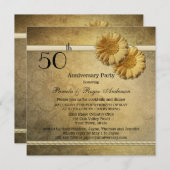 Gold Vintag Daisy Blume Einladung zum Jubiläum (Vorne/Hinten)