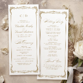Gold Vintag Frame Classic Script Wedding Program Menükarte