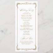 Gold Vintag Frame Classic Script Wedding Program Menükarte (Rückseite)