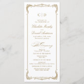 Gold Vintag Frame Classic Script Wedding Program Menükarte (Vorderseite)