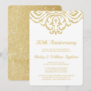 Gold Vintag Glam Elegant 30. Hochzeitstag Einladung